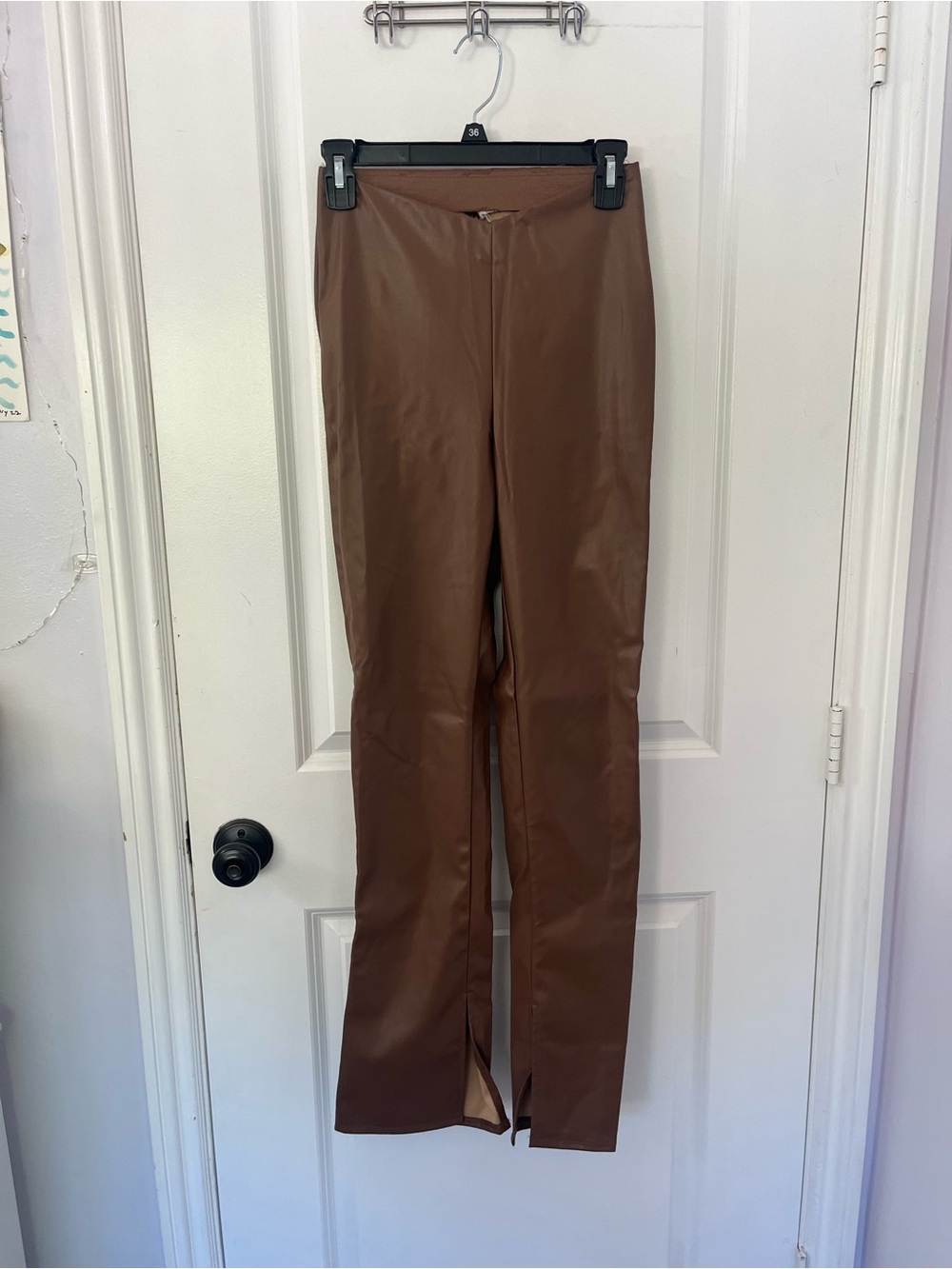 Brown Leather Flare Pants